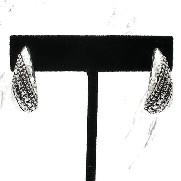 JAI by John Hardy Master Artisan 925 Sterling Silver Graduated Hoop Earrings - Picture 1 of 4